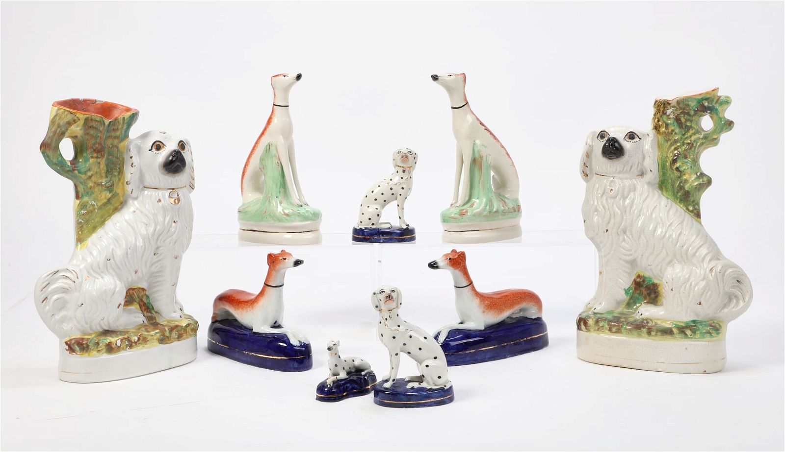A GROUP OF NINE STAFFORDSHIRE