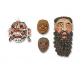 A GROUP OF POLYCHROMED CARVED