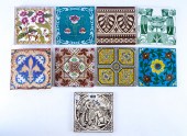 A GROUP OF POTTERY TILES 19th