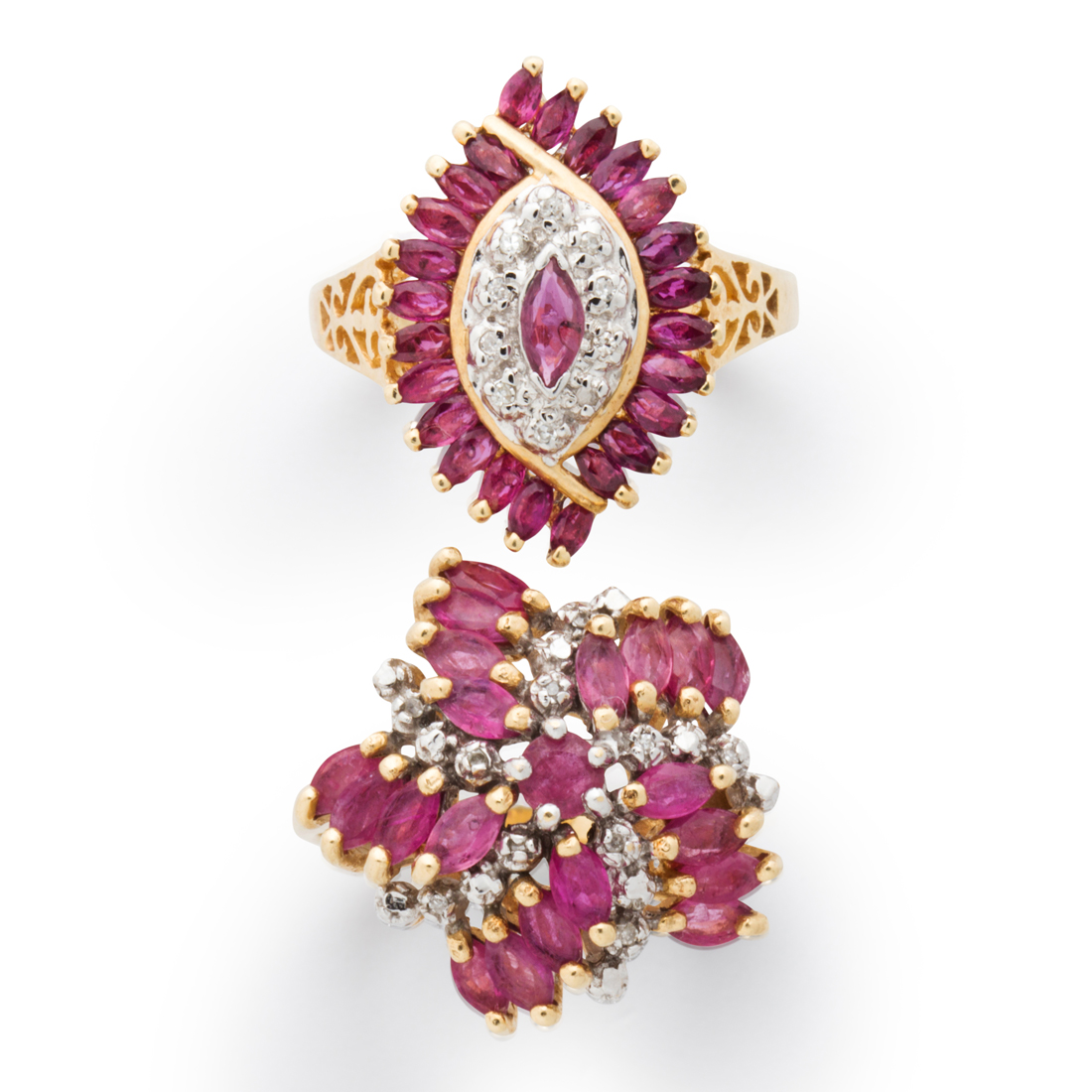 A GROUP OF RUBY, DIAMOND AND