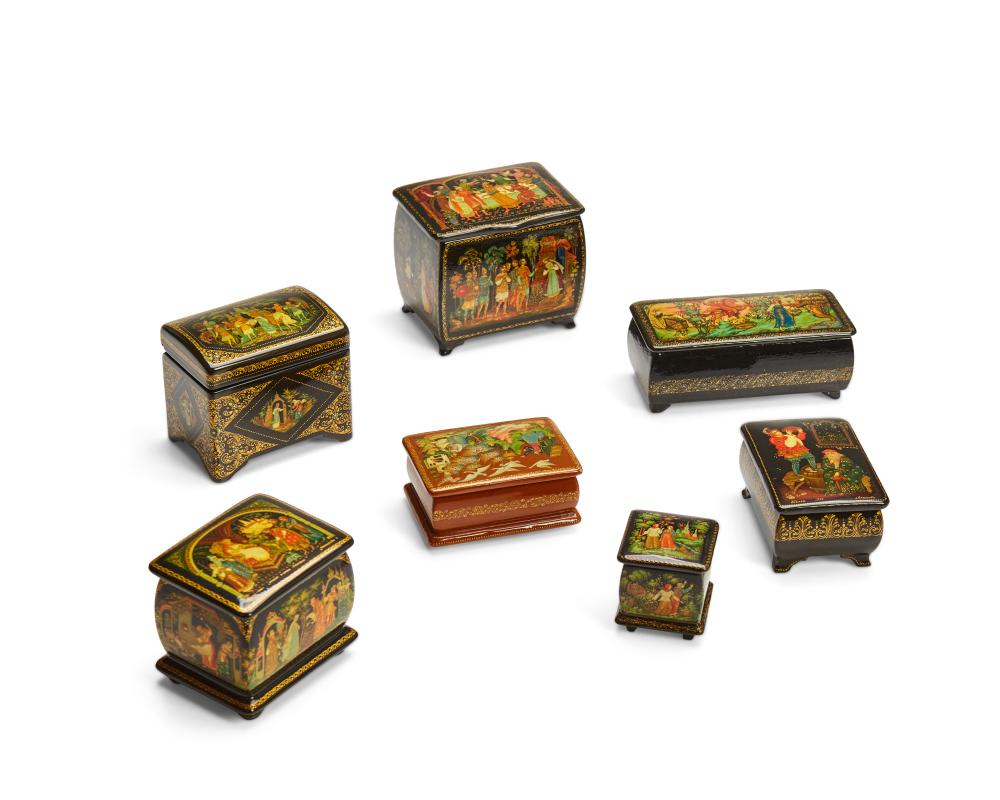 A GROUP OF RUSSIAN PALEKH LACQUERED