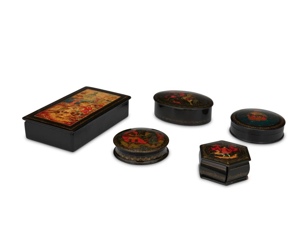 A GROUP OF RUSSIAN PALEKH LACQUERED