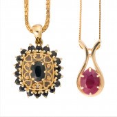 A GROUP OF SAPPHIRE OR RUBY AN