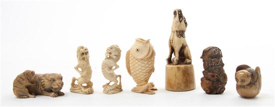 A Group of Seven Carved Ivory