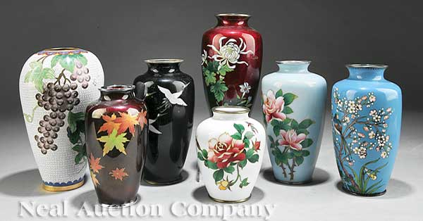 A Group of Seven Japanese Cloisonné