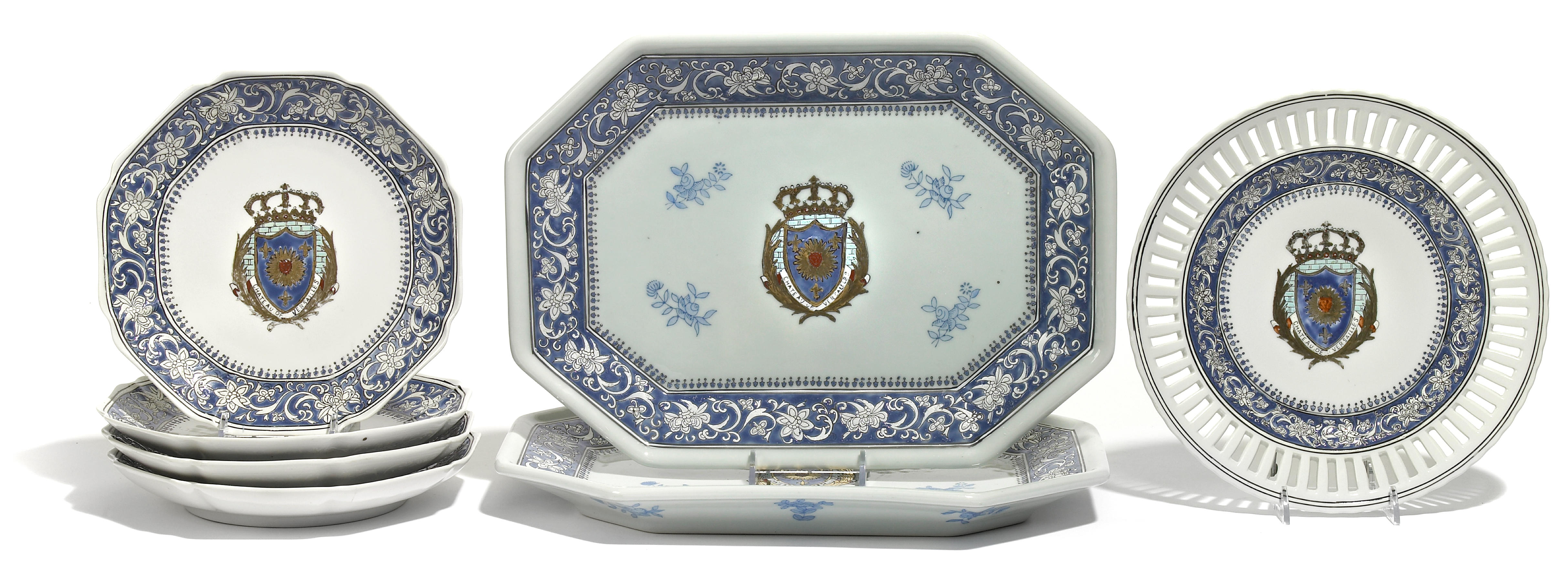 A group of seven porcelain plates