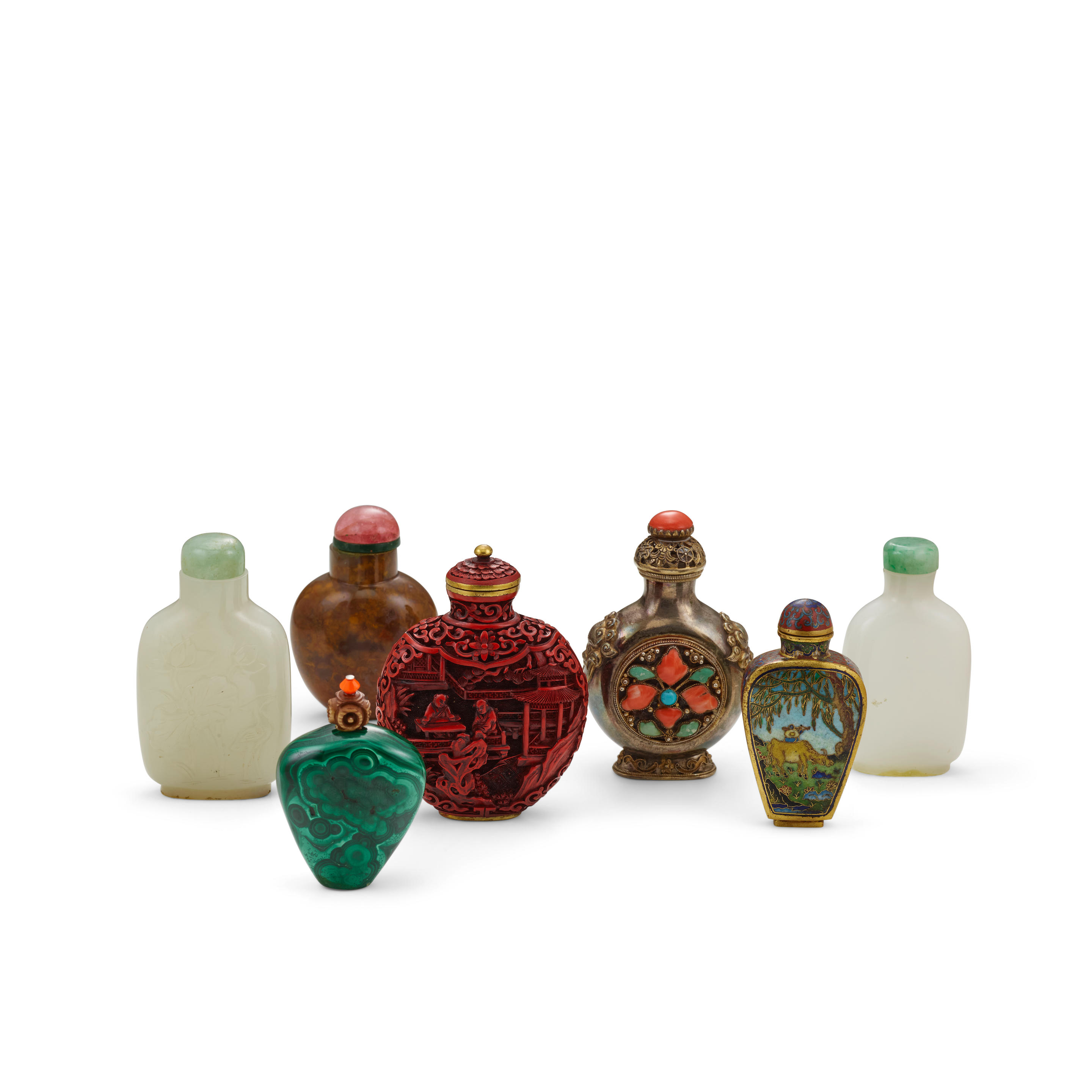 A GROUP OF SEVEN SNUFF BOTTLES LATE