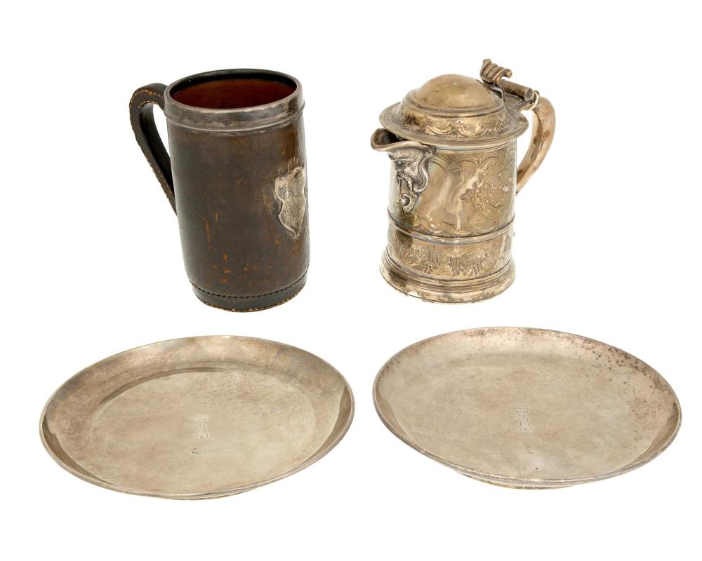 A GROUP OF SILVER AND METAL