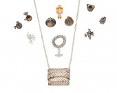 A GROUP OF SILVER AND GOLD CHA