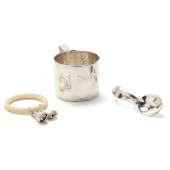 A GROUP OF SILVER BABY ACCESSO