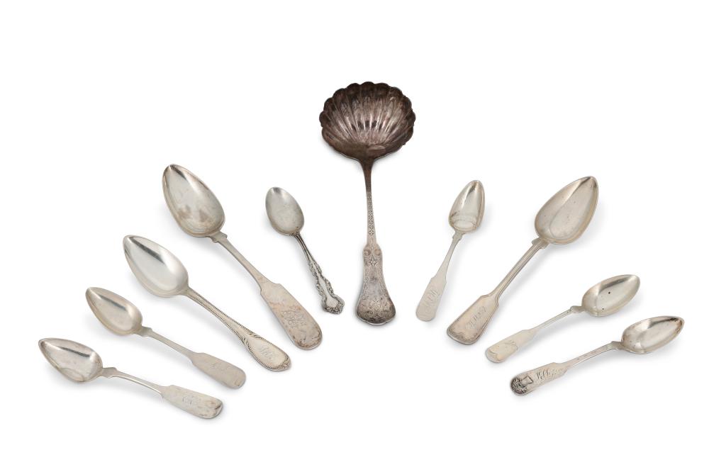 A GROUP OF SILVER FLATWAREA group