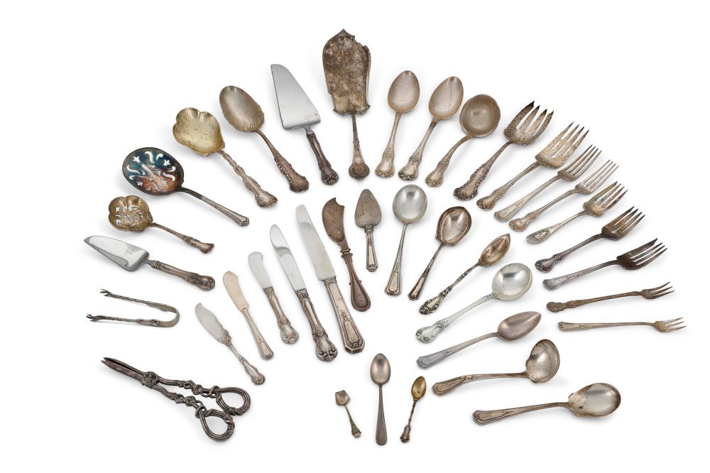 A GROUP OF SILVER FLATWAREA group