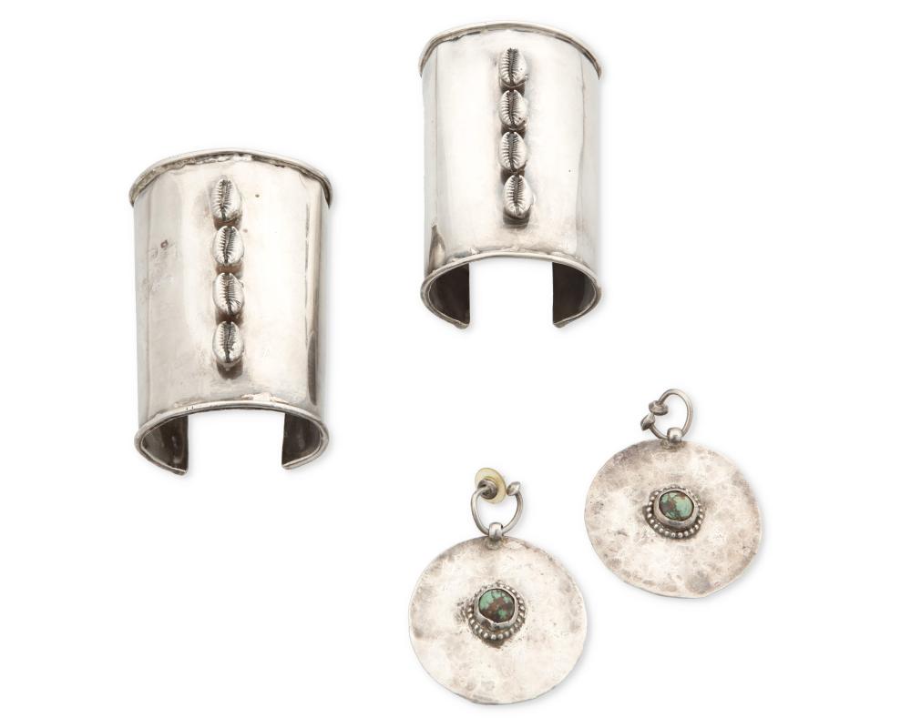 A GROUP OF SILVER JEWELRY BY V