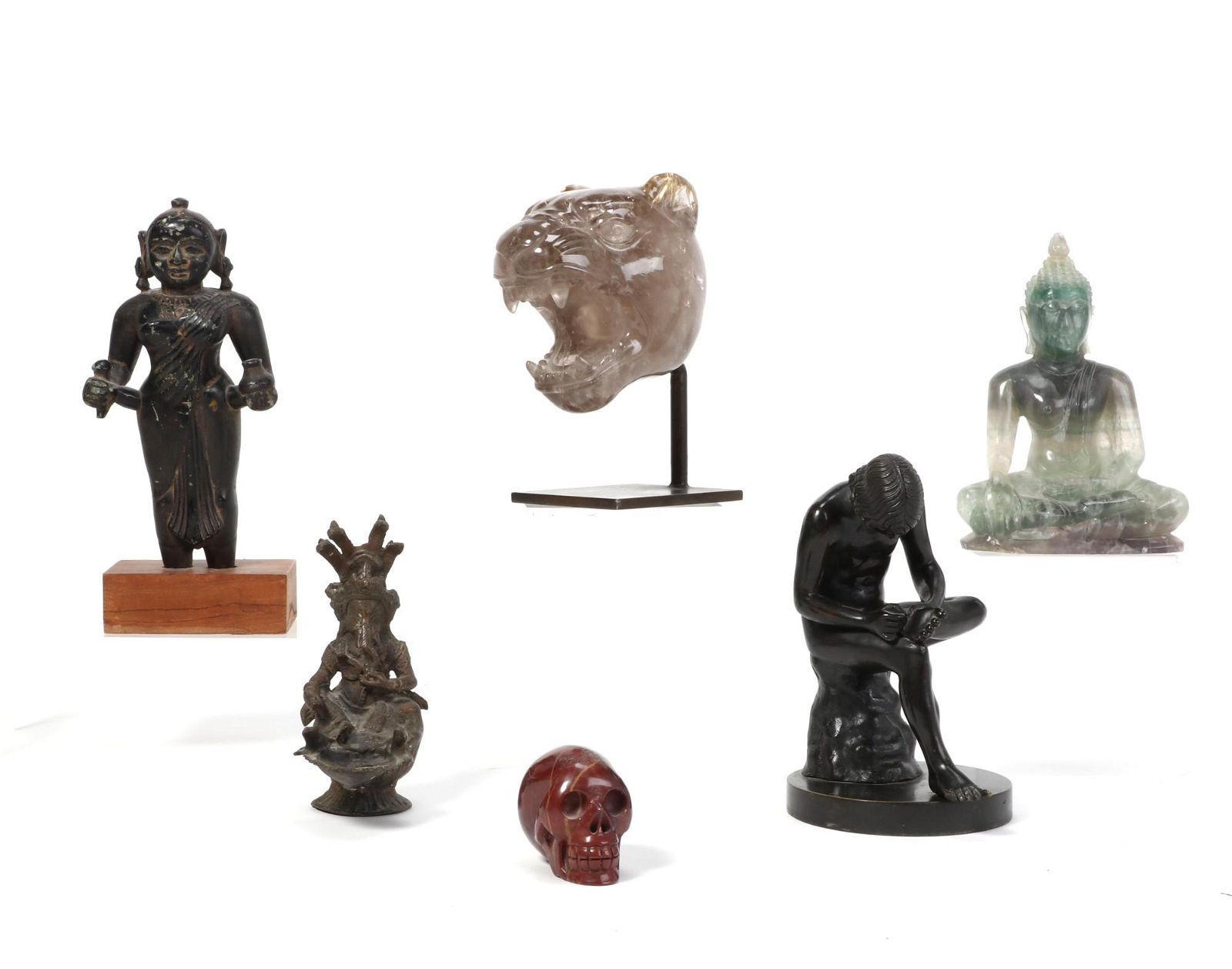 A GROUP OF SIX HARDSTONE AND
