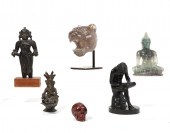 A GROUP OF SIX HARDSTONE AND M