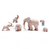 A GROUP OF SIX HEREND ELEPHANT
