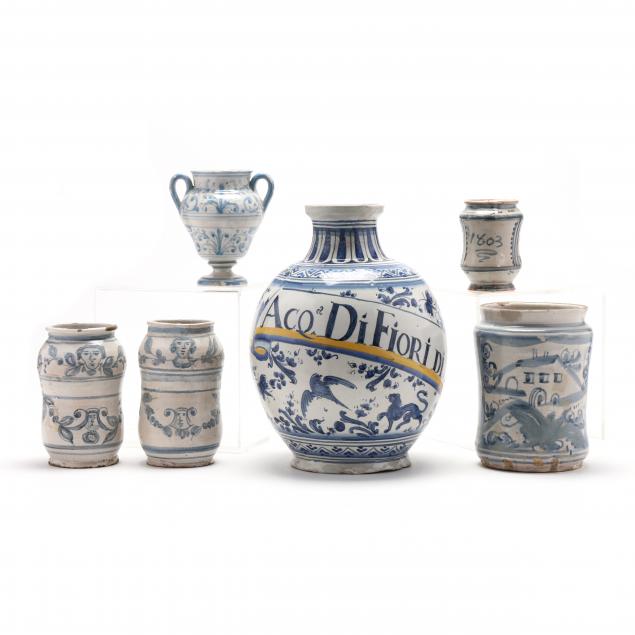 A GROUP OF SIX ITALIAN MAJOLICA