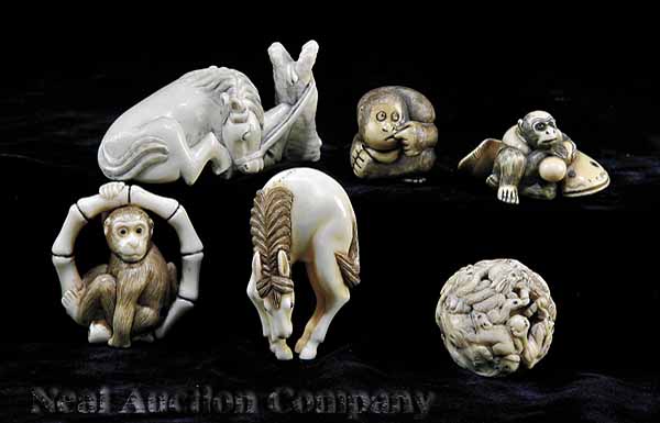 A Group of Six Japanese Ivory