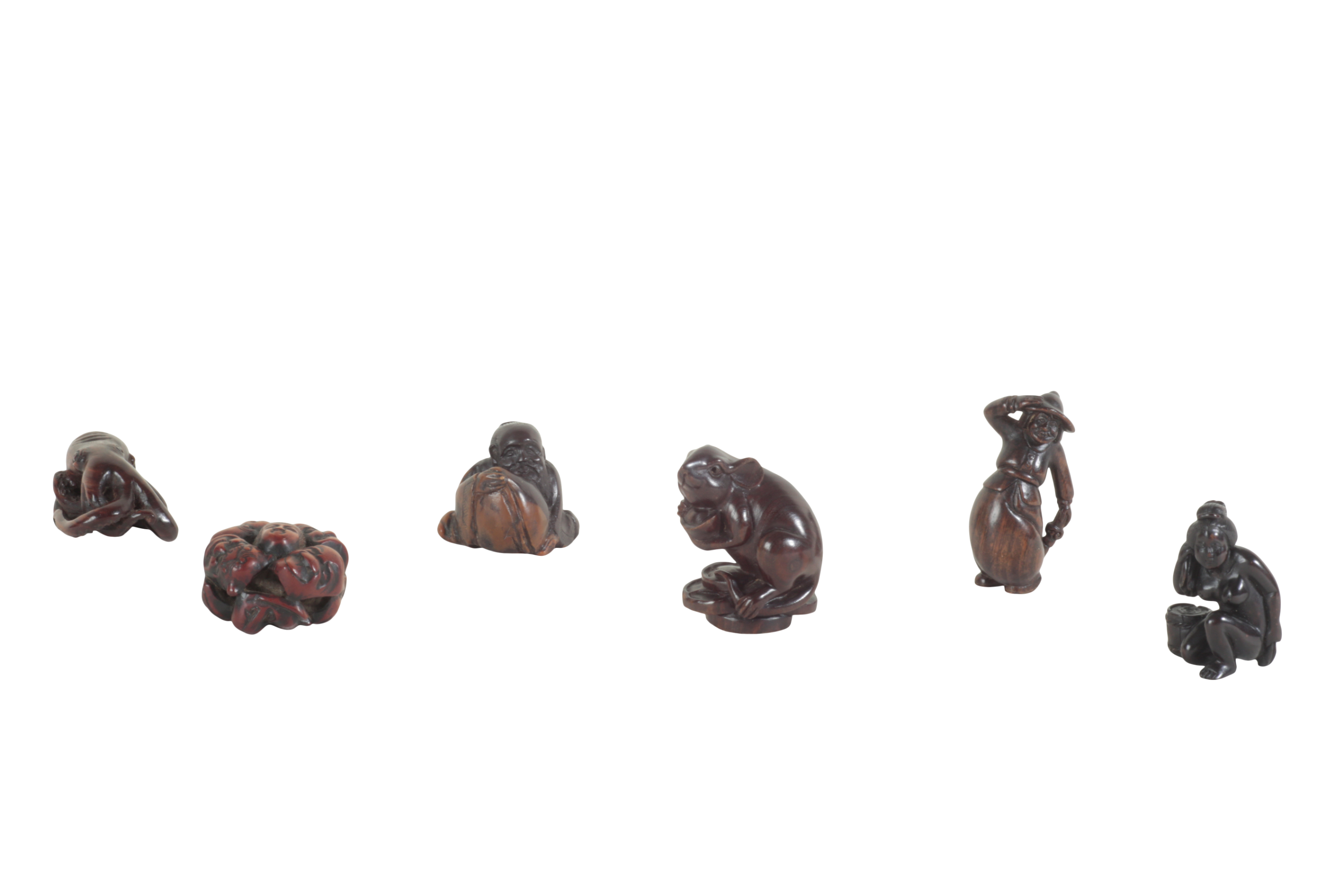 A GROUP OF SIX JAPANESE NETSUKE