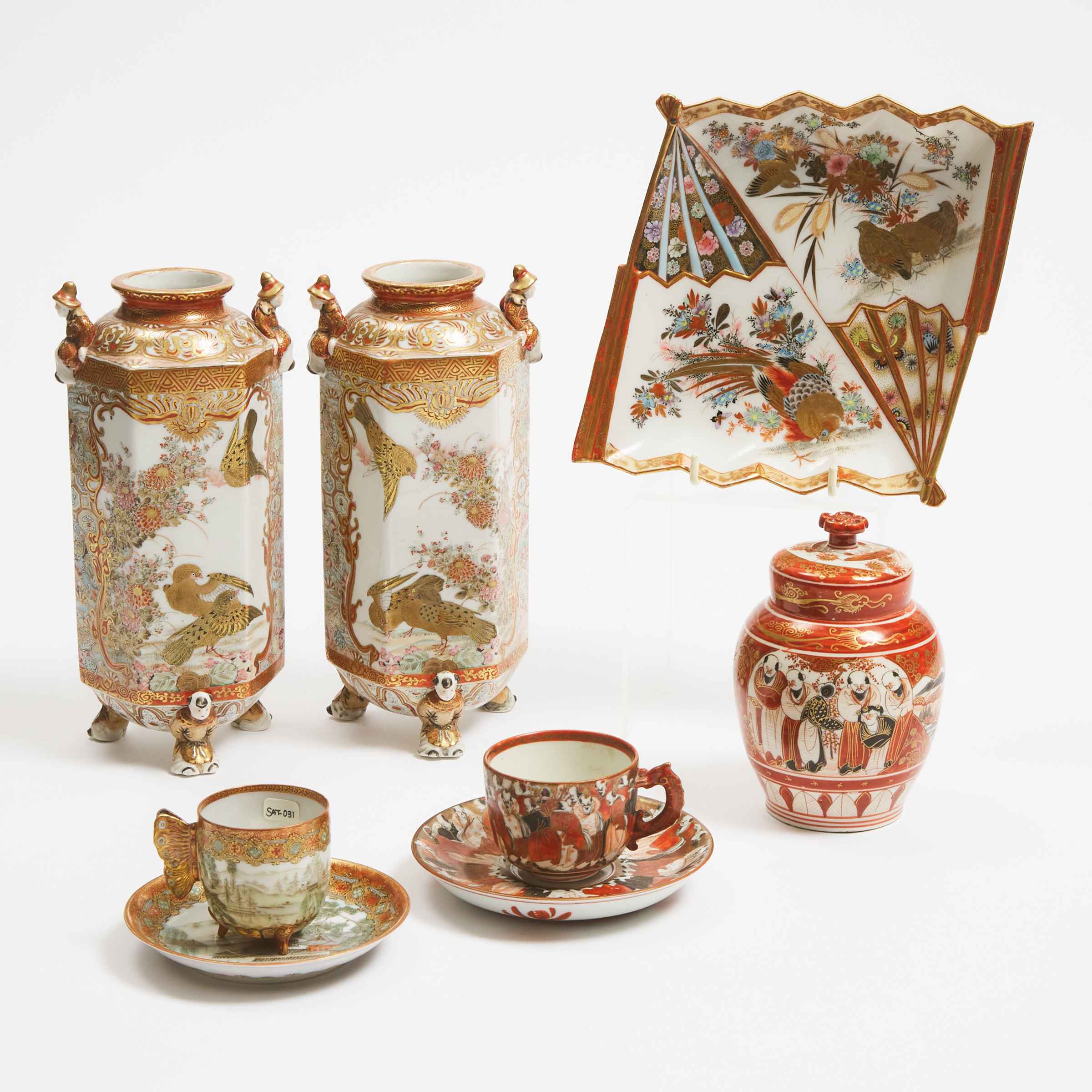 A Group of Six Kutani Vessels,