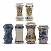 A GROUP OF SIX MAJOLICA SAVONA