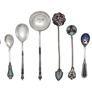 A Group of Six Russian Enameled