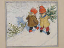 A group of six watercolour