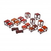A GROUP OF SIXTEEN WOOD STANDS