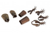 A GROUP OF SPURS AND GAUNTLETS