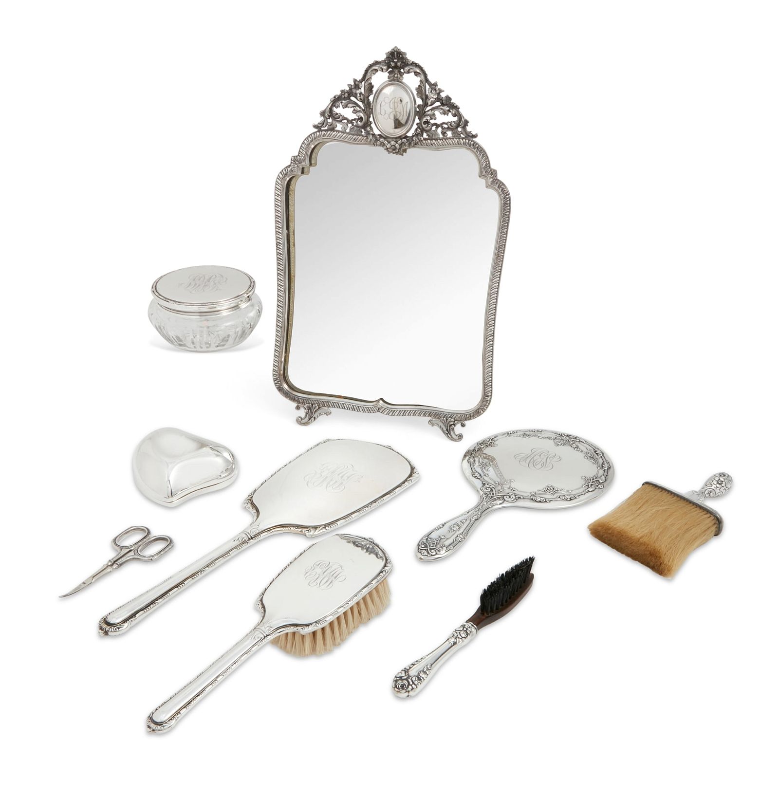 A GROUP OF STERLING AND METALWARE