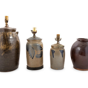 A Group of Stoneware Lamps, PLUS