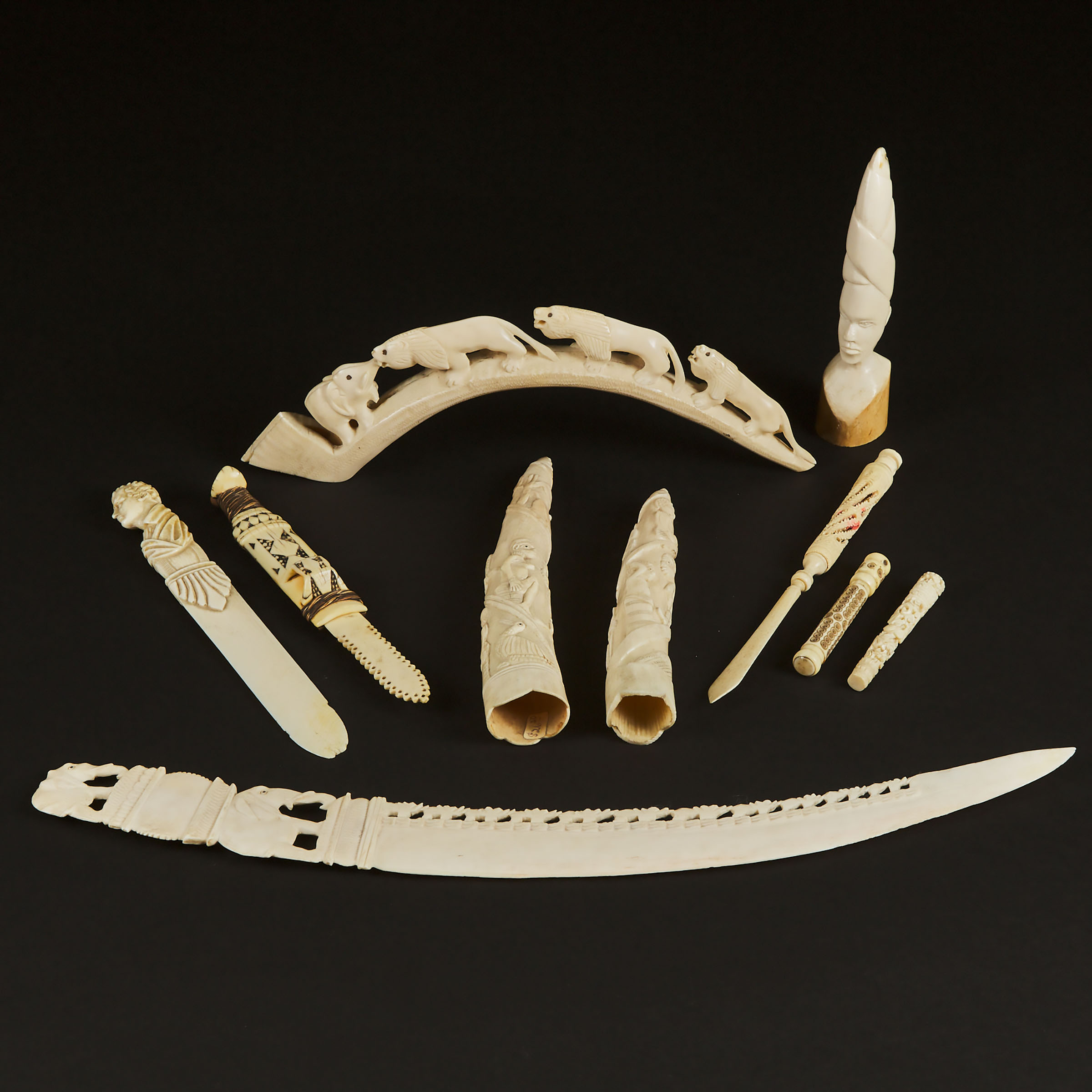 A Group of Ten Ivory and Bone