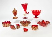 A GROUP OF TEN MURANO GLASS TA