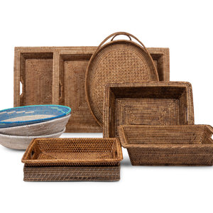 A Group of Ten Woven Baskets and