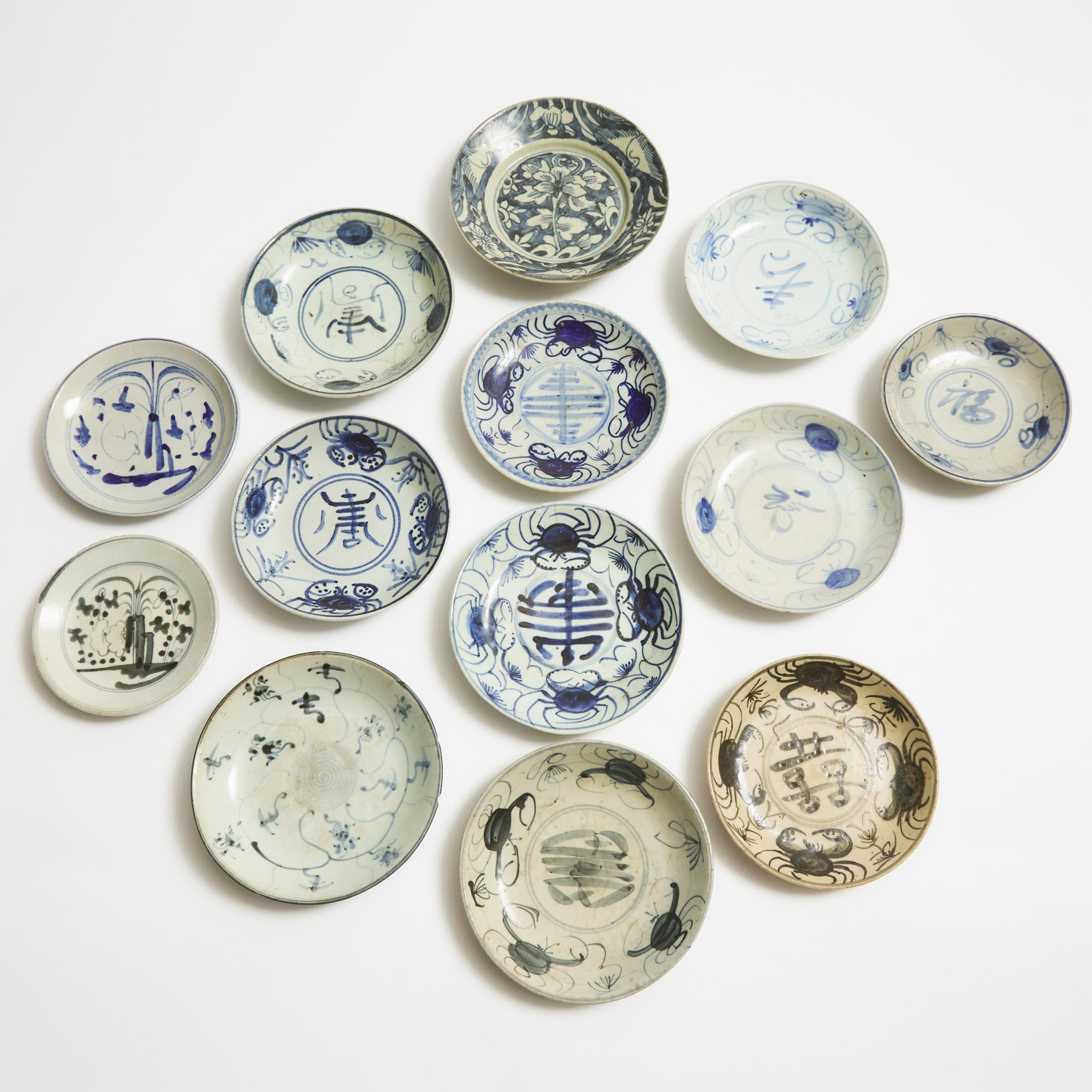 A Group of Thirteen Export Blue and