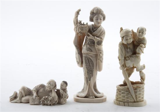 * A Group of Three Japanese Ivory