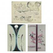 A GROUP OF THREE ABSTRACT DRAW