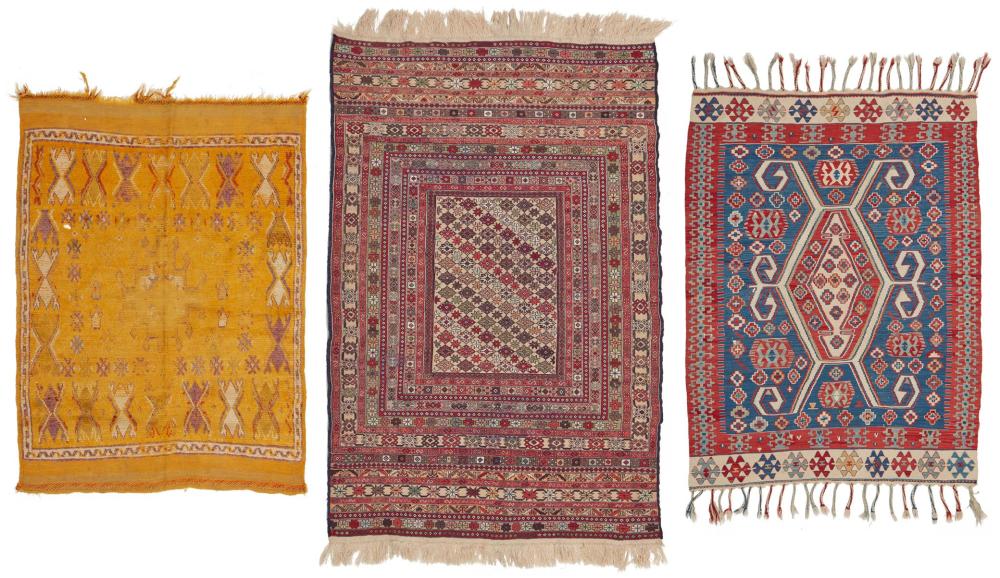 A GROUP OF THREE AFGAN FLATWEAVE