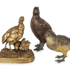 A Group of Three Bronze Birds