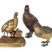 A Group of Three Bronze Birds