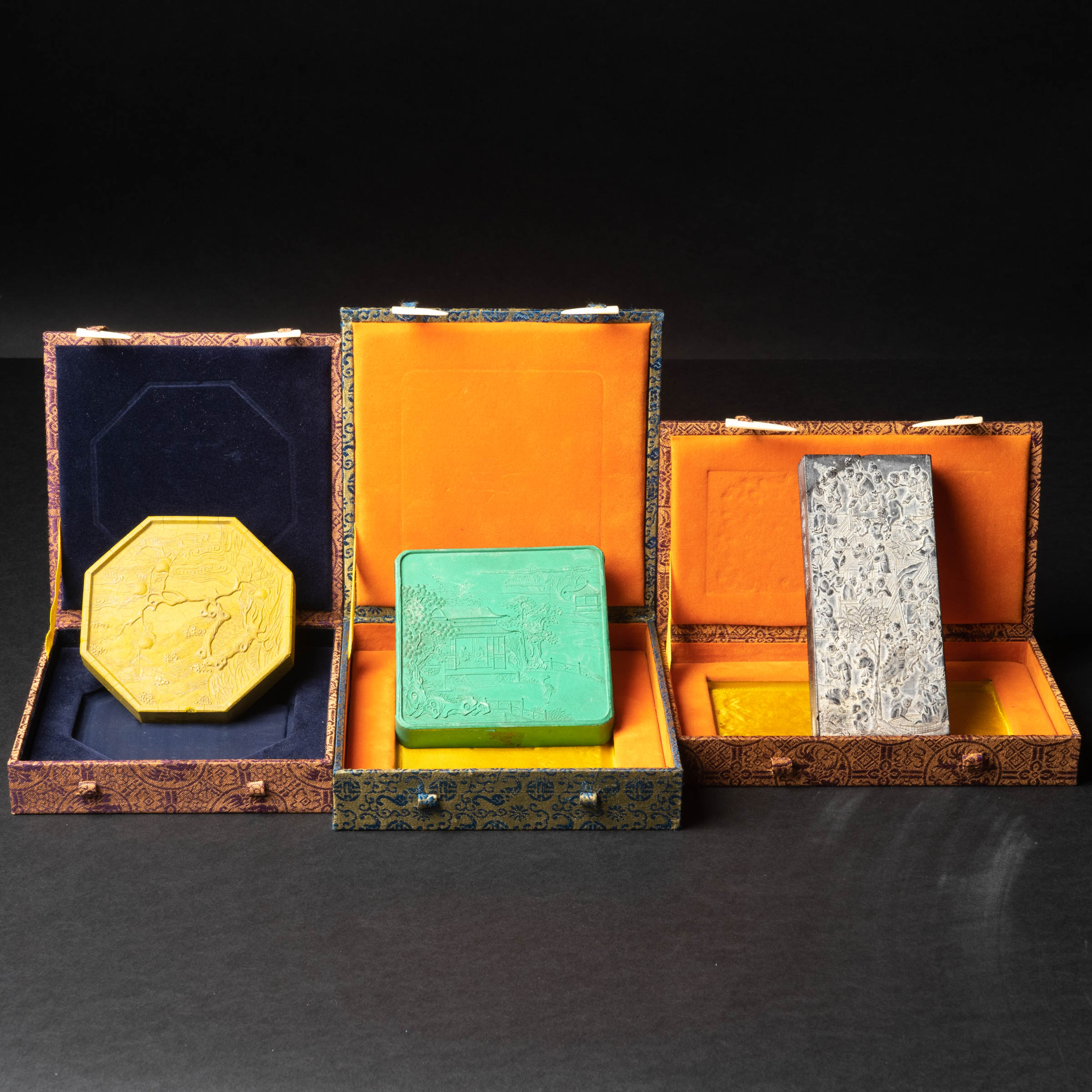 A Group of Three Chinese Ink Cakes,