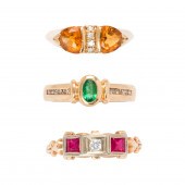 A GROUP OF THREE GEM-SET AND 1