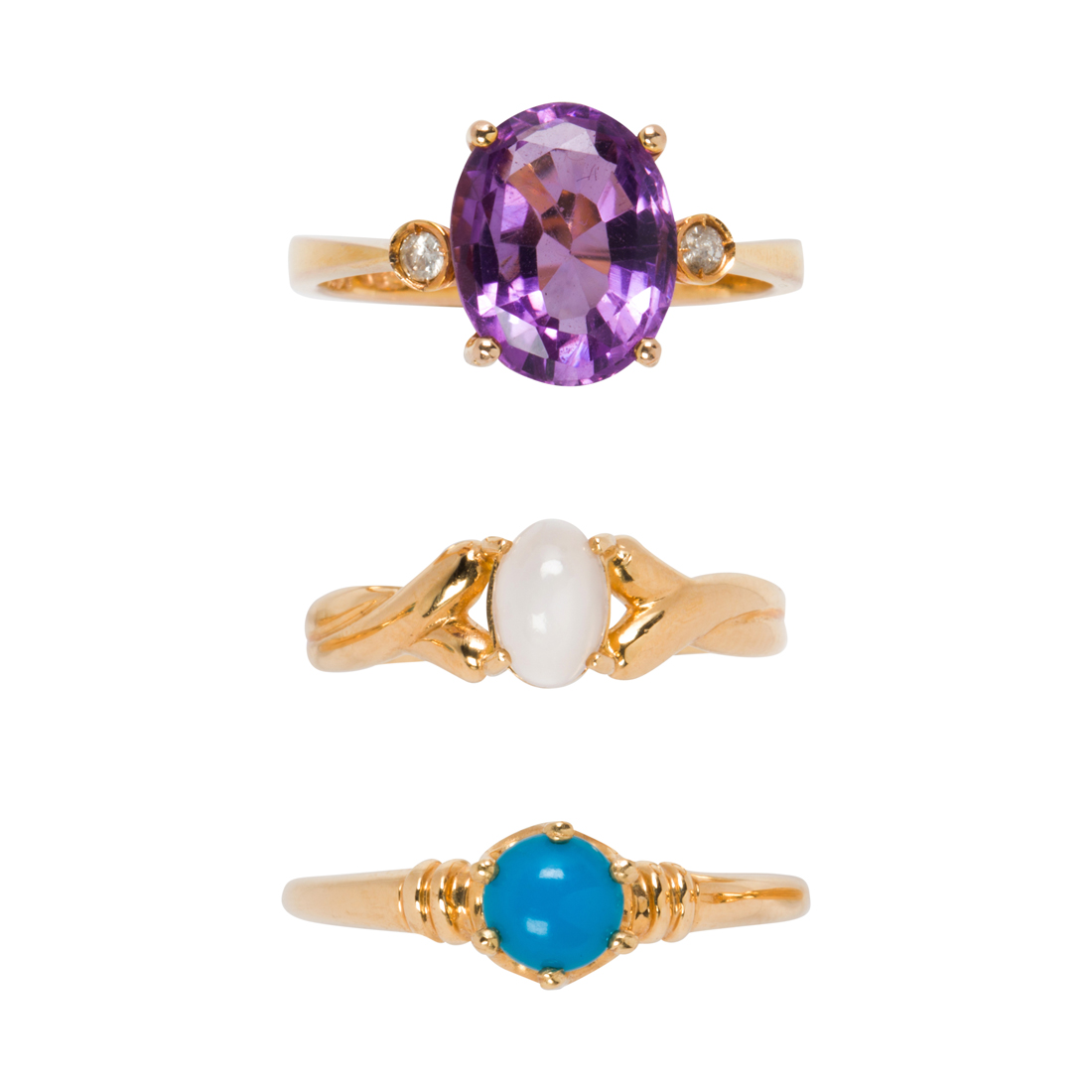 A GROUP OF THREE GEM-SET AND GOLD