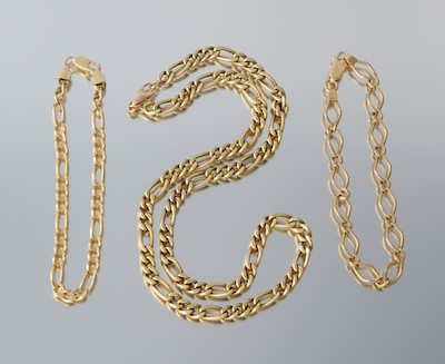 A Group of Three Gold Chain Jewelry
