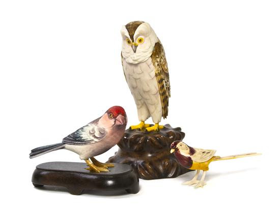 A Group of Three Ivory Carved Ivory