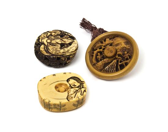 A Group of Three Manju Netsuke