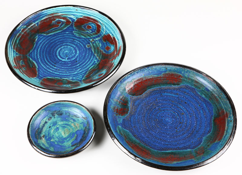 A group of three Otto Heino blue
