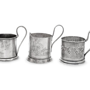 A Group of Three Russian Zarfs 19th