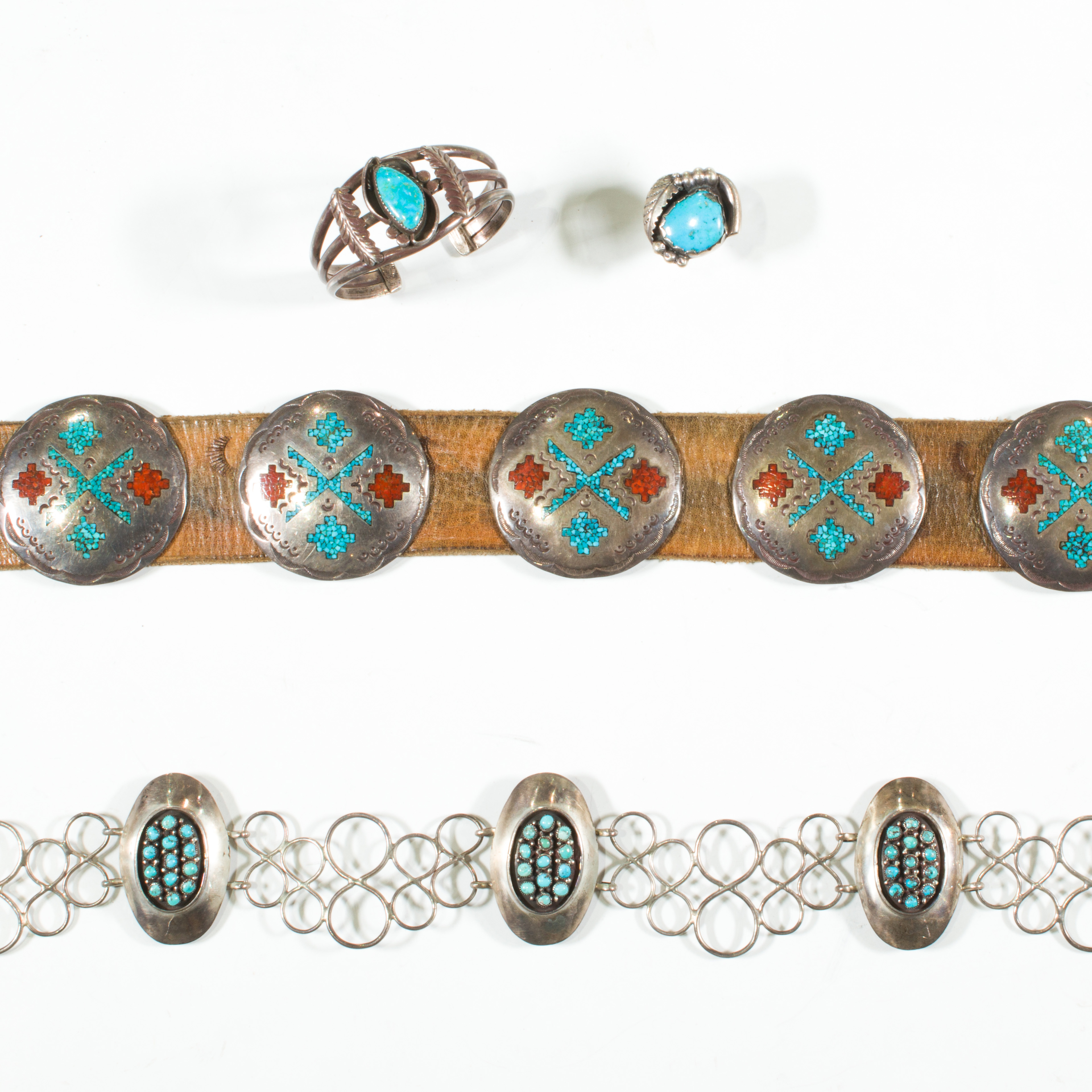 A GROUP OF TURQUOISE AND SILVER