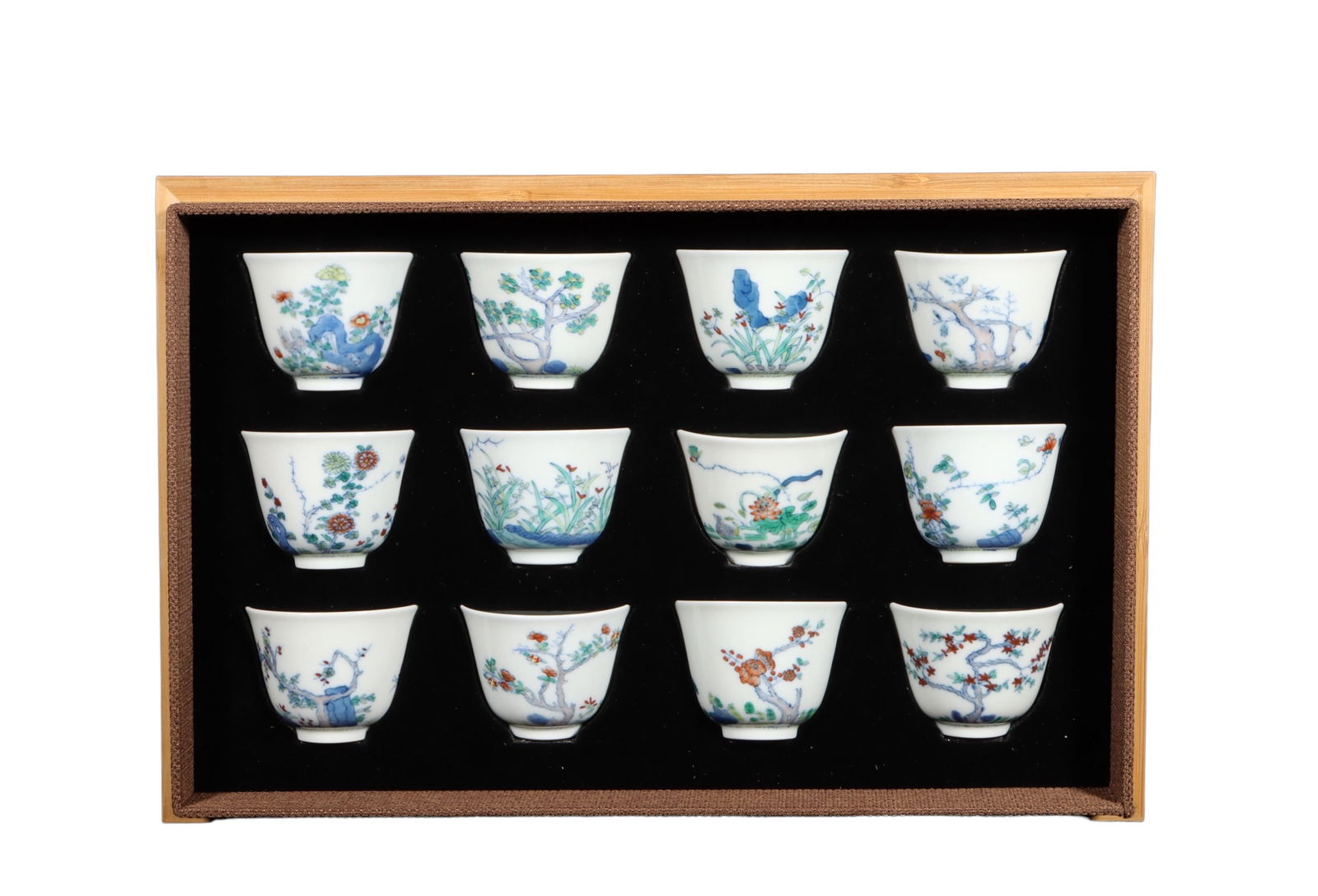 A GROUP OF TWELVE DOUCAI GLAZED